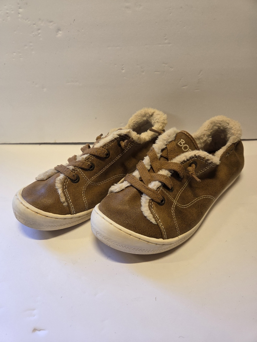 BOBS Skechers Beach Bingo 2 Chestnut Faux Fur Lined Sneakers Shoes Size 6.5